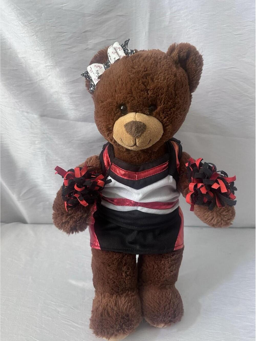 Build a Bear BABW Brown Plush 16” W/ Cheerleader Outfit Red & Black. RARE Read